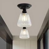 Industrial Mini Cone Wavy Glass Semi-Flush Mount Light Image - 13