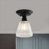 Industrial Mini Cone Wavy Glass Semi-Flush Mount Light Image - 14