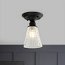 Industrial Mini Cone Wavy Glass Semi-Flush Mount Light Image - 17