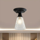 Industrial Mini Cone Wavy Glass Semi-Flush Mount Light Image - 19
