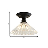 Industrial Mini Cone Wavy Glass Semi-Flush Mount Light #size