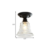 Industrial Mini Cone Wavy Glass Semi-Flush Mount Light Image - 22
