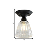 Industrial Mini Cone Wavy Glass Semi-Flush Mount Light Image - 24