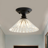 Industrial Mini Cone Wavy Glass Semi-Flush Mount Light Image - 3