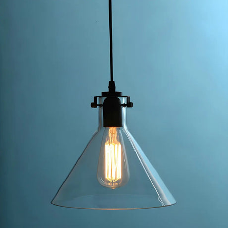 Industrial Mini Hand Blown Glass Cone Pendant Light Image - 1