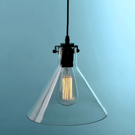 Industrial Mini Hand Blown Glass Cone Pendant Light Image - 2