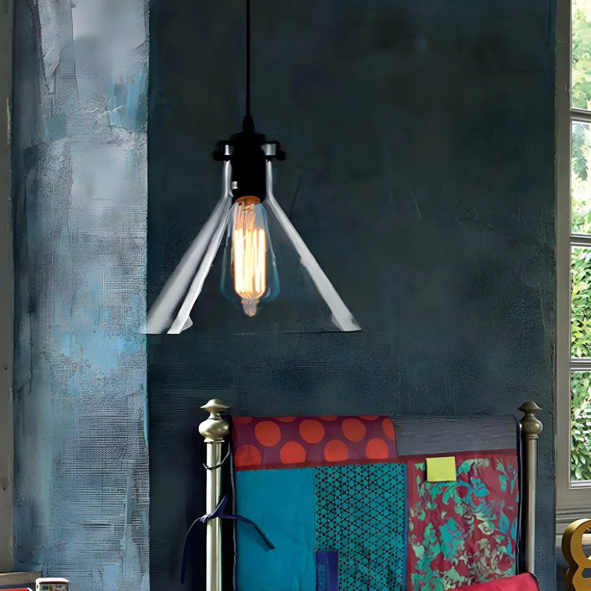 Industrial Mini Hand Blown Glass Cone Pendant Light Image - 3