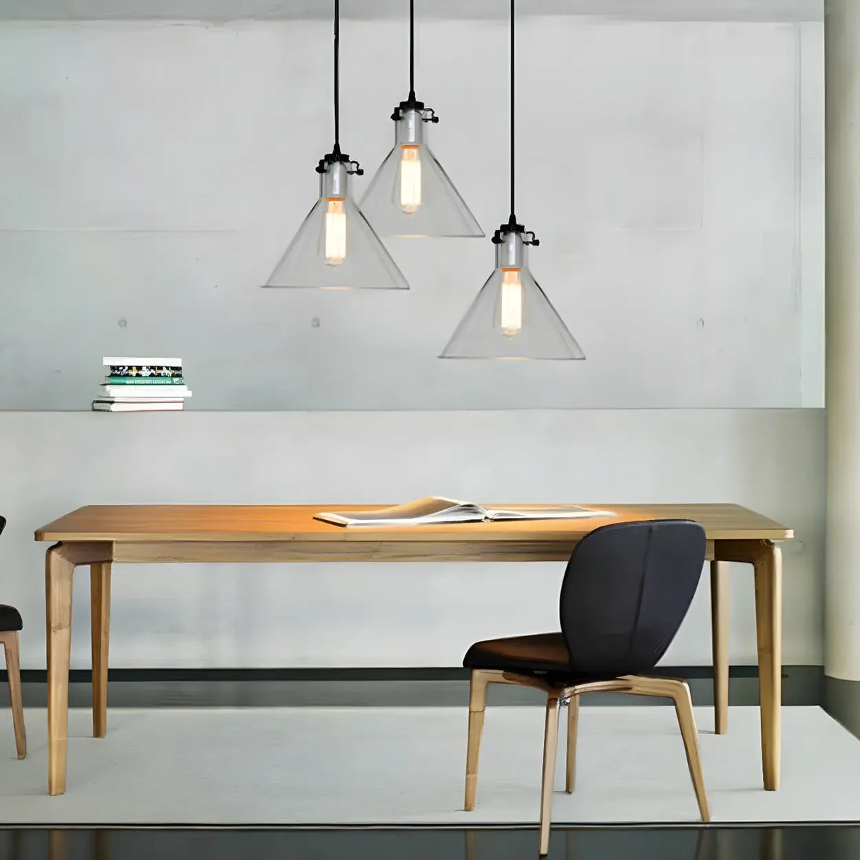 Industrial Mini Hand Blown Glass Cone Pendant Light Image - 4