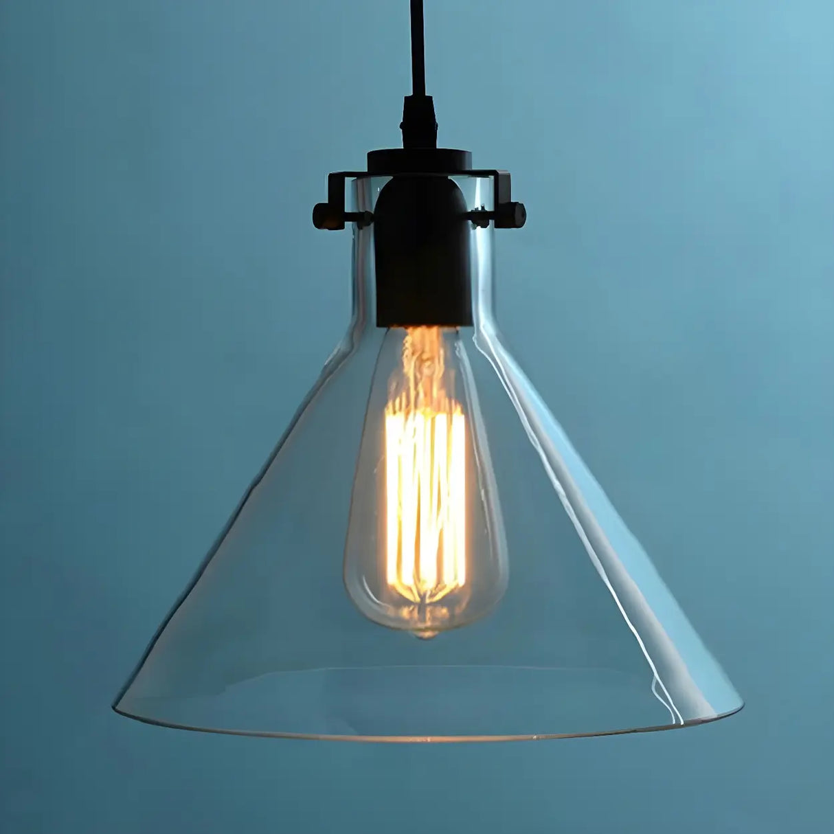 Industrial Mini Hand Blown Glass Cone Pendant Light Image - 5