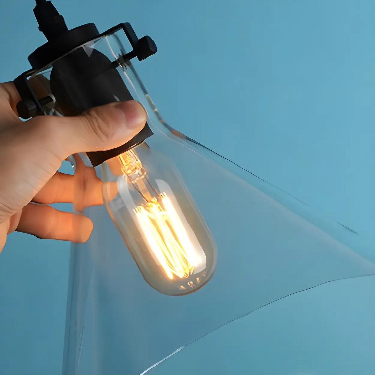 Industrial Mini Hand Blown Glass Cone Pendant Light Image - 6