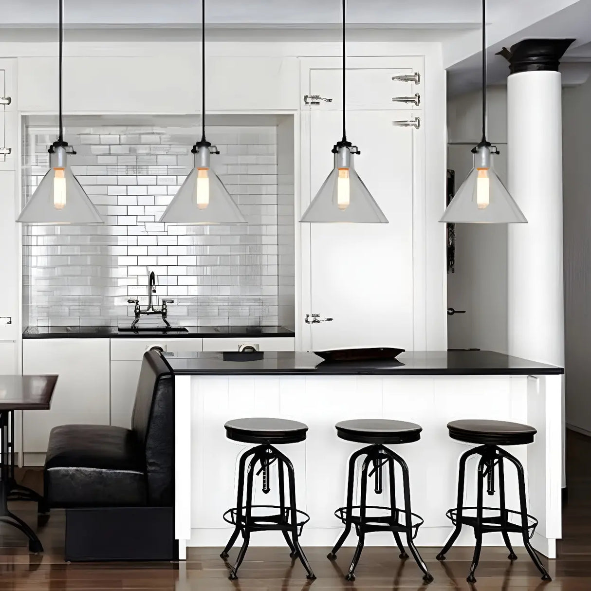 Industrial Mini Hand Blown Glass Cone Pendant Light Image - 7