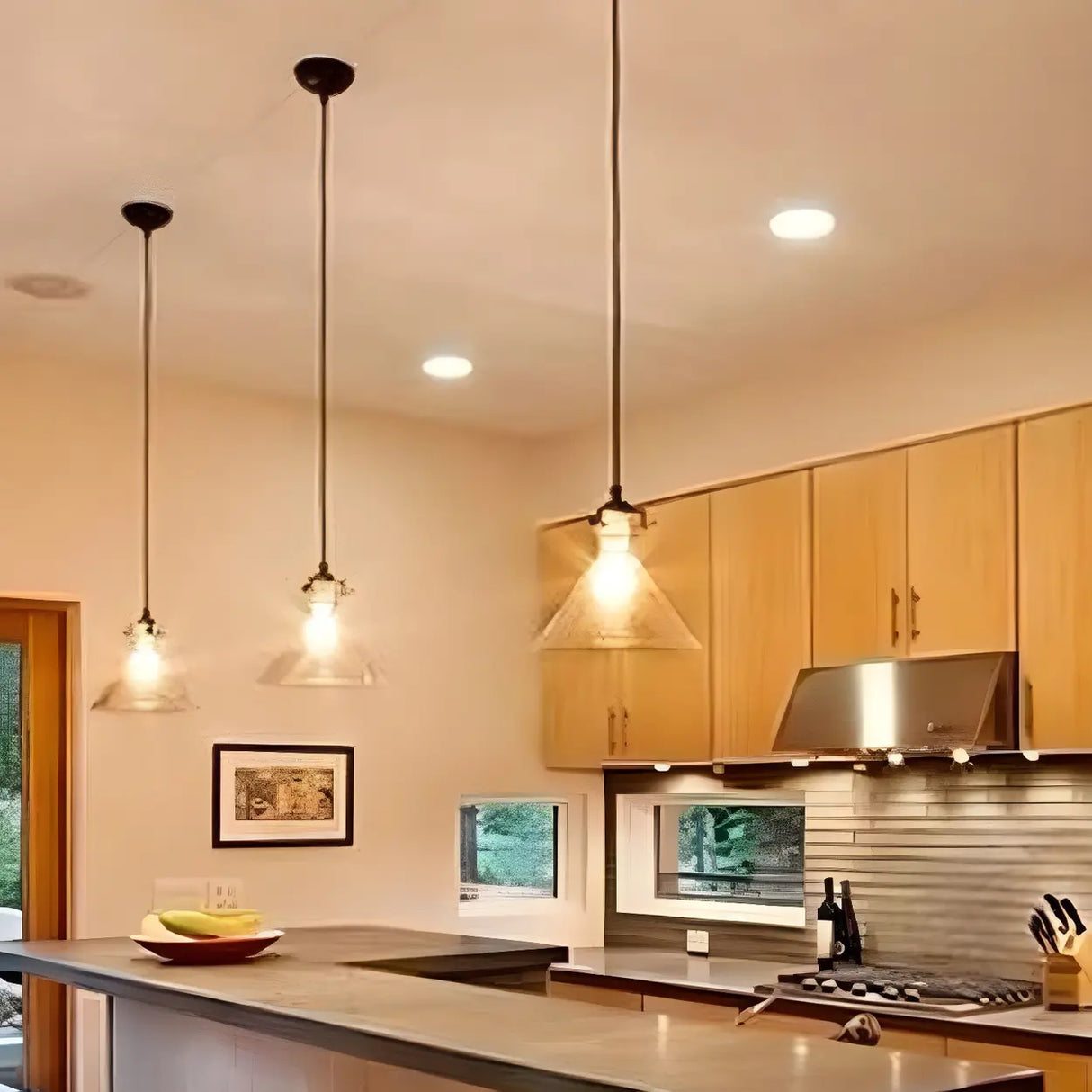 Industrial Mini Hand Blown Glass Cone Pendant Light Image - 8