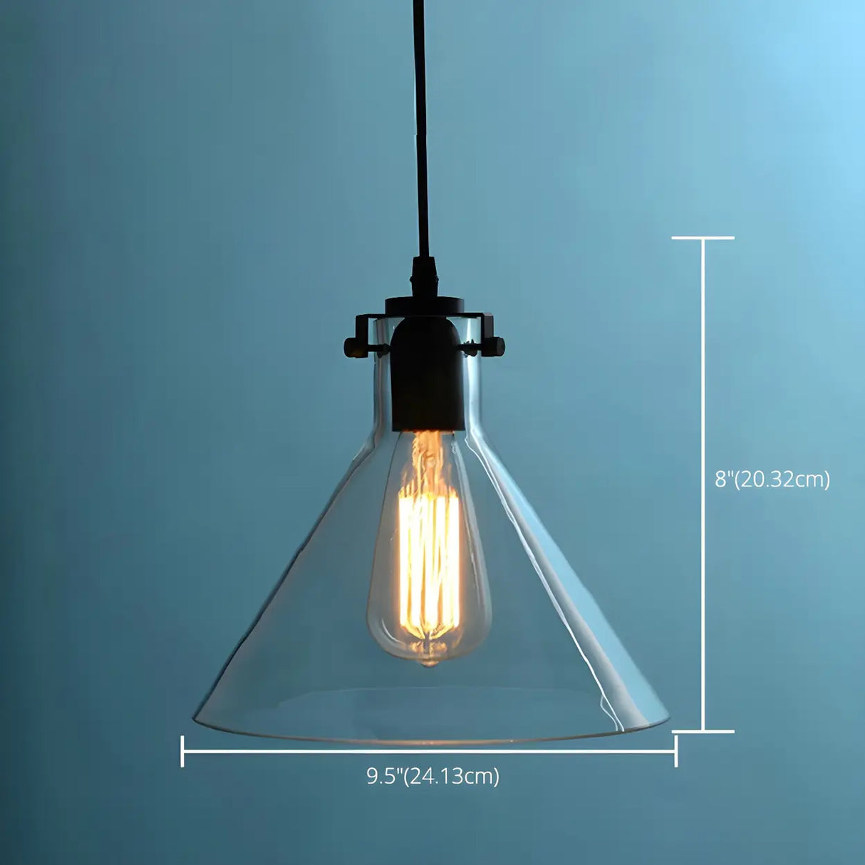 Industrial Mini Hand Blown Glass Cone Pendant Light 