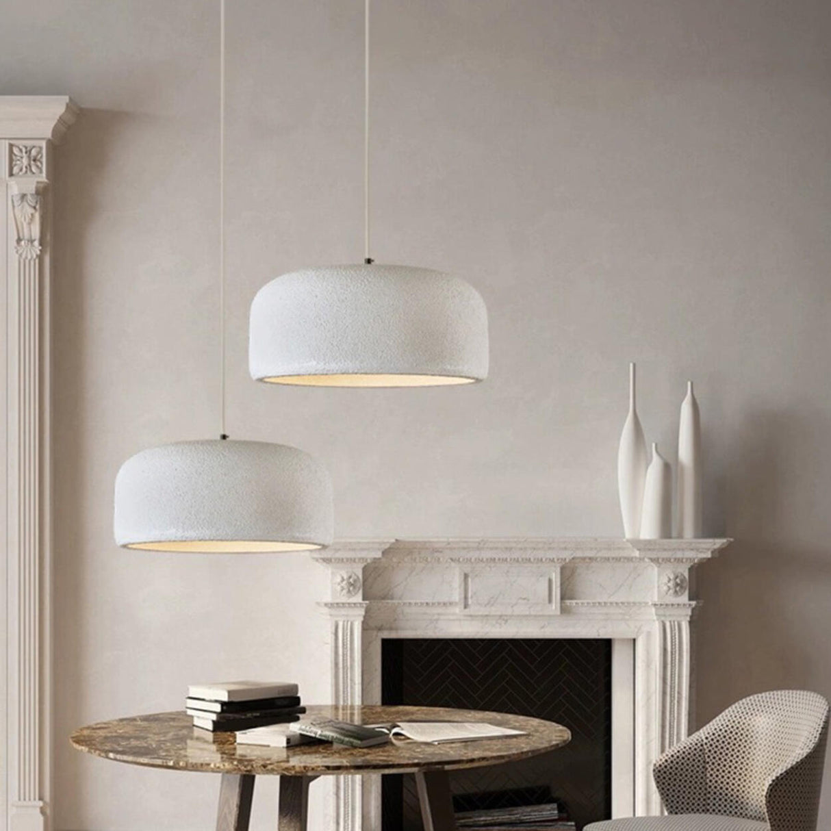Industrial Minimalist Pot Lid Resin Dining Room Pendant Light Image - 18