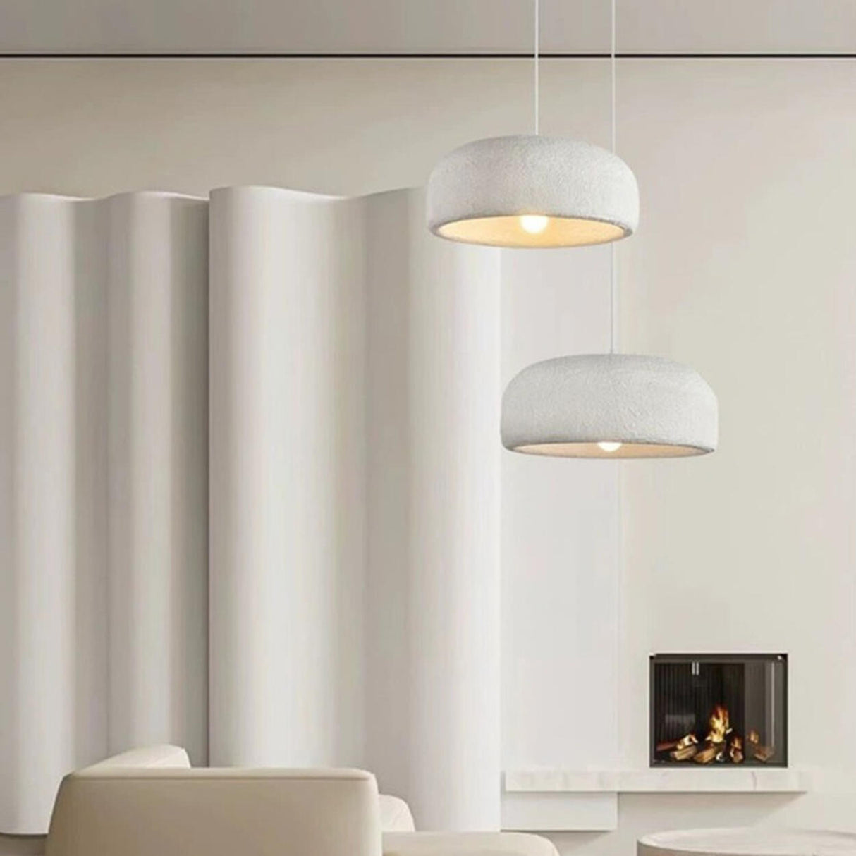 Industrial Minimalist Pot Lid Resin Dining Room Pendant Light Image - 7