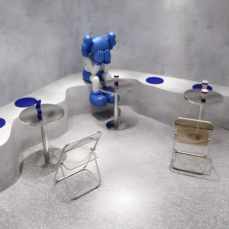 Industrial Minimalist Round Stainless Steel Silver Dining Table Image - 2