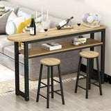 Industrial Modern Wood Bar Table with Shelf for Cafe Image - 1