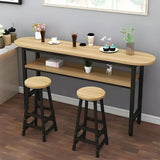 Industrial Modern Wood Bar Table with Shelf for Cafe Image - 2