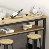 Industrial Modern Wood Bar Table with Shelf for Cafe Image - 6
