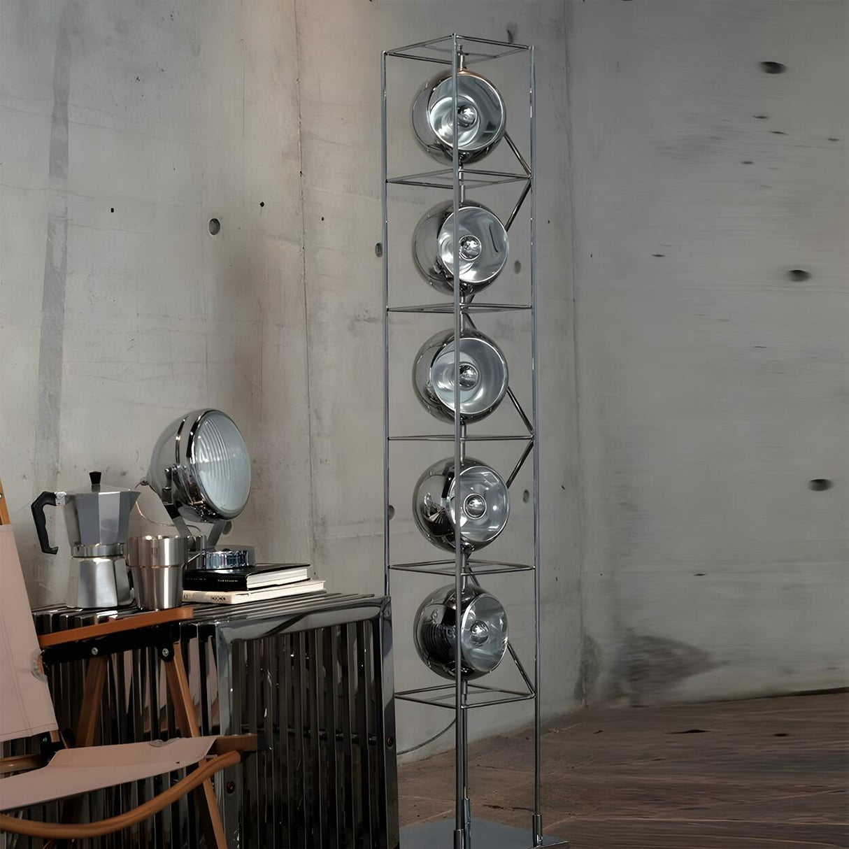 Industrial Multi-Light Globe Metal Frame Floor Lamp Image - 4