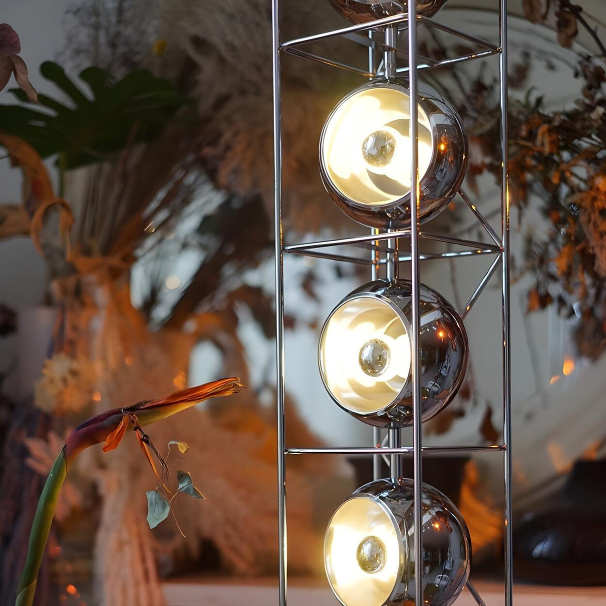 Industrial Multi-Light Globe Metal Frame Floor Lamp Image - 5