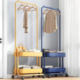 Industrial Narrow Metal Rolling Coat Rack with Shelves Image - 1