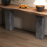 Industrial Narrow Wood Top Entryway Console Table Image - 4