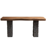 Industrial Narrow Wood Top Entryway Console Table Image - 7