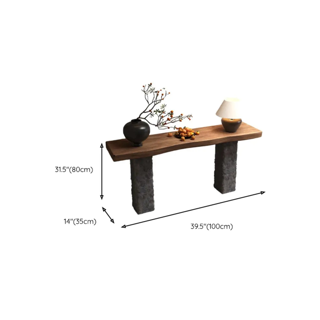 Industrial Narrow Wood Top Entryway Console Table 