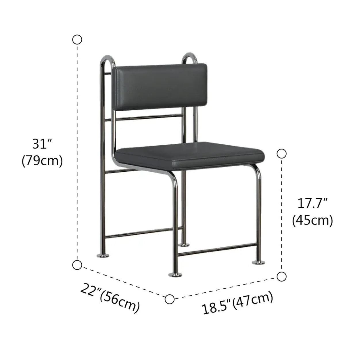 Industrial Open Back Faux Leather Upholstered Dining Chair 