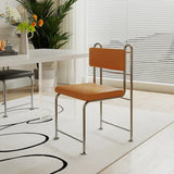Industrial Open Back Faux Leather Upholstered Dining Chair Image - 2
