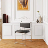 Industrial Open Back Faux Leather Upholstered Dining Chair Image - 6