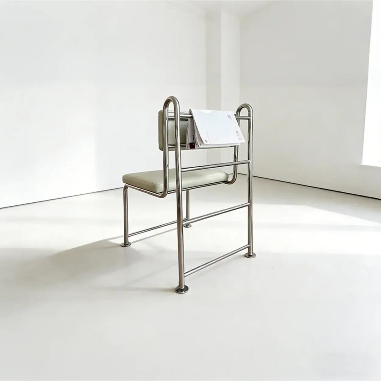 Industrial Open Back Faux Leather Upholstered Dining Chair Image - 7