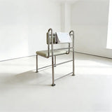 Industrial Open Back Faux Leather Upholstered Dining Chair Image - 7
