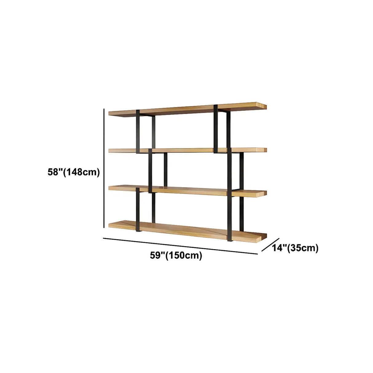 Industrial Open Back Large Wood Organizer Bookshelf 