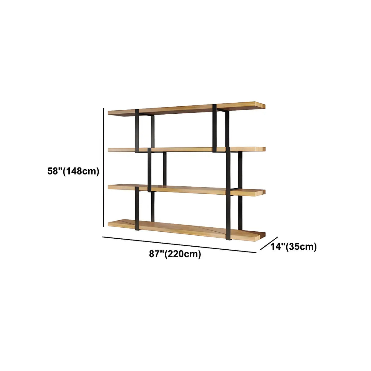 Industrial Open Back Large Wood Organizer Bookshelf Image - 13
