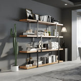 Industrial Open Back Large Wood Organizer Bookshelf Image - 1