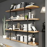 Industrial Open Back Large Wood Organizer Bookshelf Image - 3