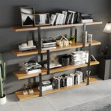 Industrial Open Back Large Wood Organizer Bookshelf Image - 4
