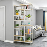 Industrial Open-Back Steel Wood Etagere Display Bookcase Image - 11