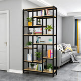 Industrial Open-Back Steel Wood Etagere Display Bookcase Image - 4