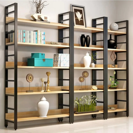 Industrial Open Shelf Iron Frame Rectangular Bookshelf Image - 1