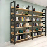 Industrial Open Shelf Iron Frame Rectangular Bookshelf Image - 11