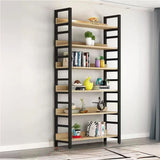 Industrial Open Shelf Iron Frame Rectangular Bookshelf Image - 12