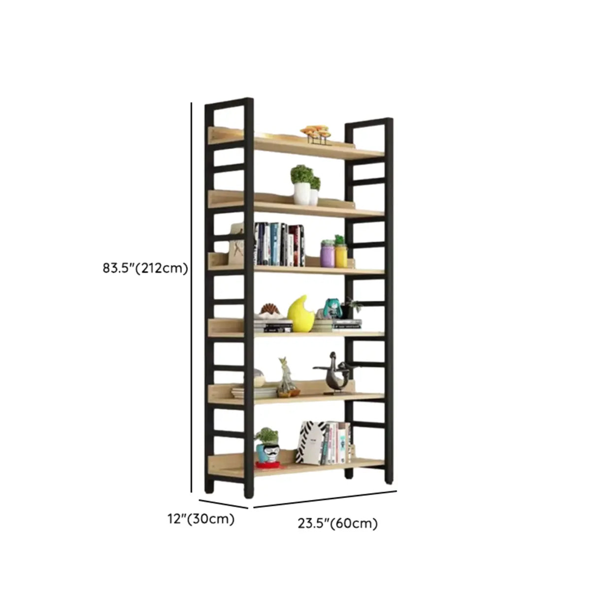 Industrial Open Shelf Iron Frame Rectangular Bookshelf 