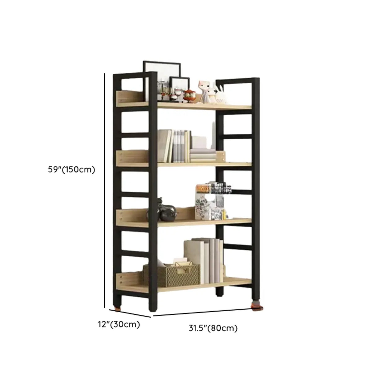 Industrial Open Shelf Iron Frame Rectangular Bookshelf Image - 15