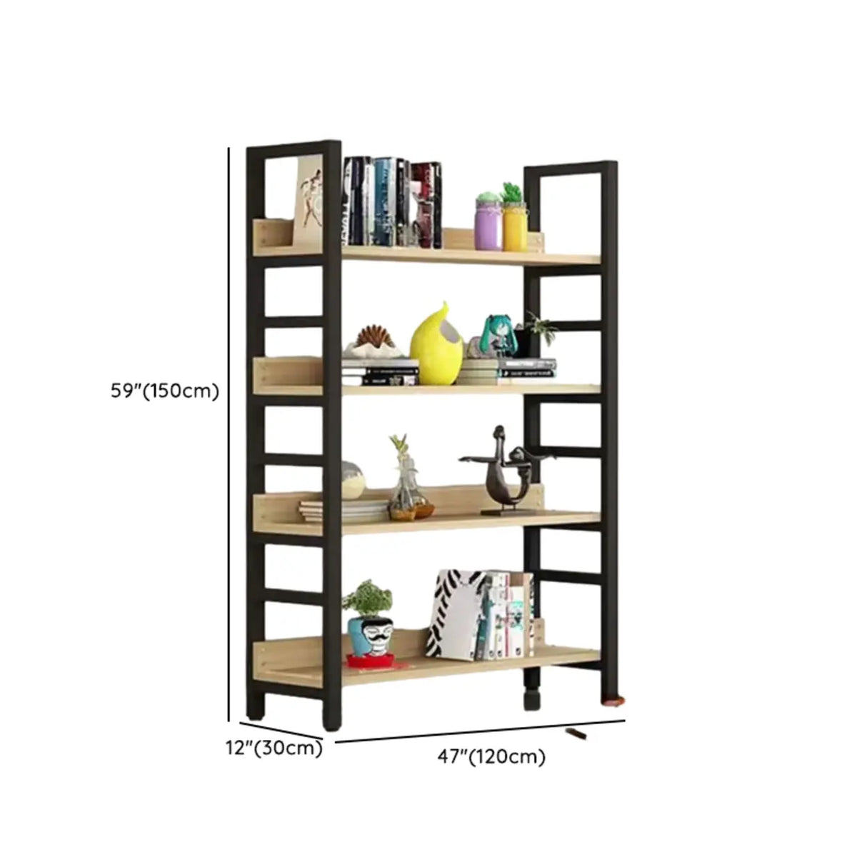 Industrial Open Shelf Iron Frame Rectangular Bookshelf Image - 16