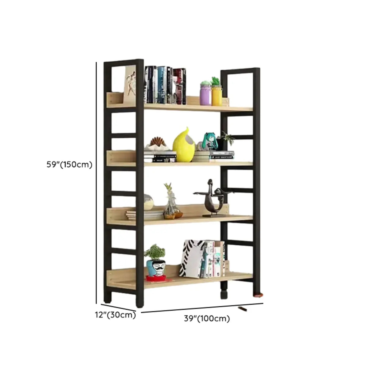 Industrial Open Shelf Iron Frame Rectangular Bookshelf Image - 17