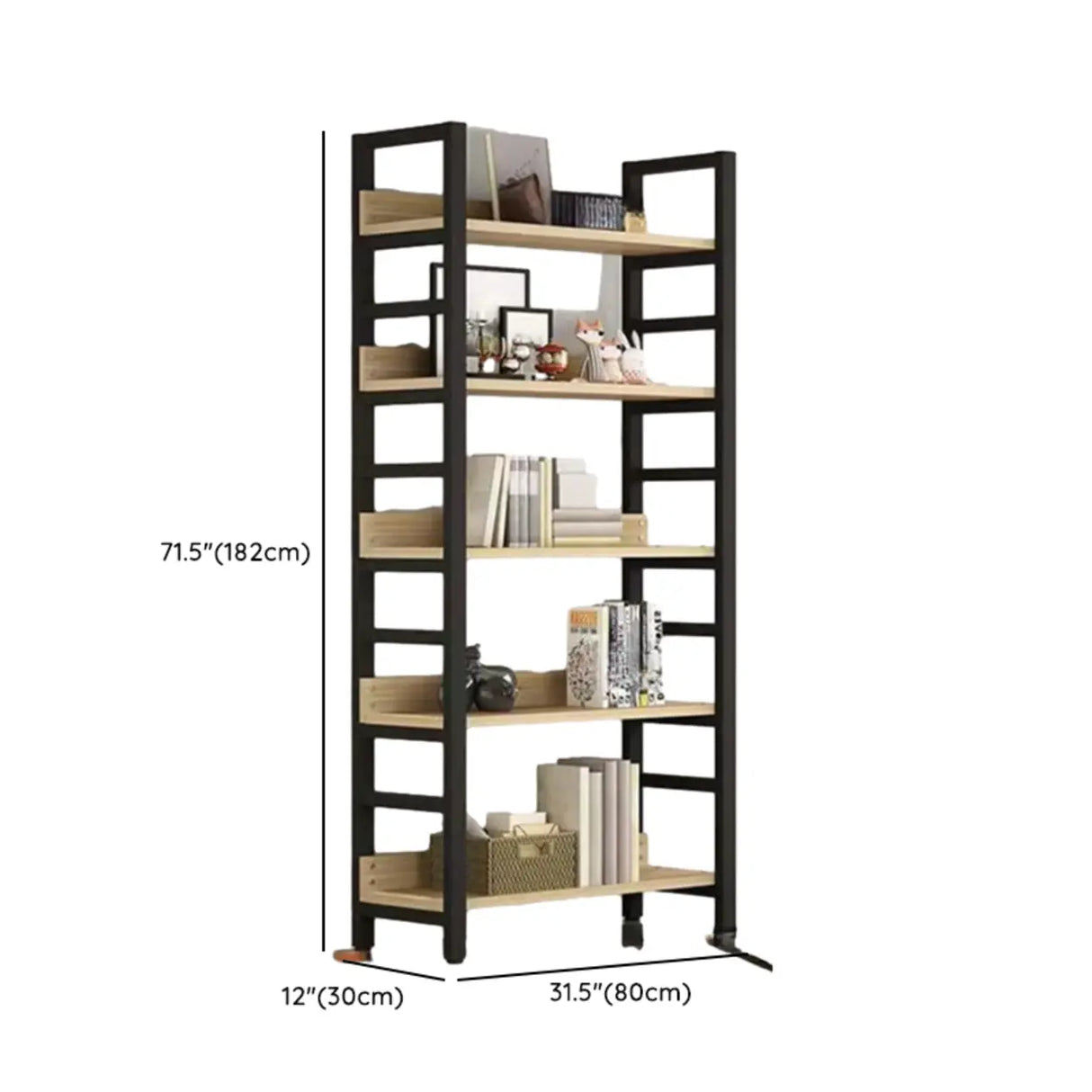 Industrial Open Shelf Iron Frame Rectangular Bookshelf Image - 18