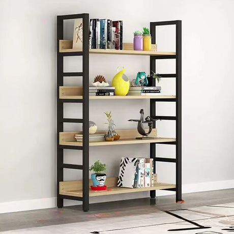 Industrial Open Shelf Iron Frame Rectangular Bookshelf Image - 2